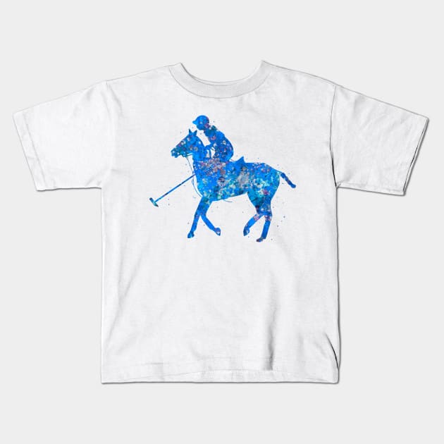 Polo rider blue art Kids T-Shirt by Yahya Art